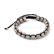 Men's Adjustable Nylon Thread Braided Bead Bracelets, with Undyed & Natural Moon and Star Xingyue Bodhi Beads and Brass Beads, Beige, Inner Diameter: 2-1/4~3-3/8 inch(5.6~8.4cm)(BJEW-JB05466-02)