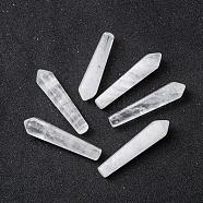 Natural Quartz Crystal Pointed Beads, Rock Crystal, No Hole/Undrilled, Bullet, Healing Stones, Reiki Energy Balancing Meditation Therapy Wand, 50x11x10mm(G-P393-M05)