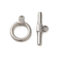 304 Stainless Steel Toggle Clasps, Round, Stainless Steel Color, Ring: 18.5x14x2.5mm, Hole: 2mm, Bar: 8x25.5x3mm, Hole:2.5mm(STAS-Q324-05P)