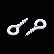 Spray Painted Iron Screw Eye Pin Peg Bails, For Half Drilled Beads, Cadmium Free & Nickel Free & Lead Free, White, 8x4x1mm, Hole: 2mm, Pin: 1.4mm(IFIN-N010-002A-15)