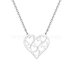 Stainless Steel  Pendant Necklaces, Hollow Heart, Stainless Steel Color, No Size (MV1816-2)