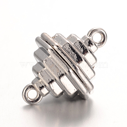 Bicone Brass Magnetic Clasps with Loops, Platinum, 14.5x9.5mm, Hole: 1.5mm(X-KK-I607-06A-P)