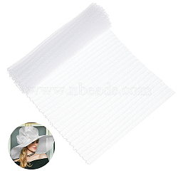 Plastic Ruffle Pleated Trim Fabric for Dress Bag Decoration, White, 100x17cm(DIY-WH0568-54D)