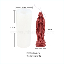 Virgin Mary DIY Silicone Statue Candle Molds, Handmade Aromatherapy Silicone Mold, White, 13.5x4.5cm(PW-WG93857-01)
