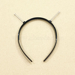 Plastic Hair Bands Findings with Springs, Hair Accessories Findings, Black, 120mm(OHAR-PW0003-192B)