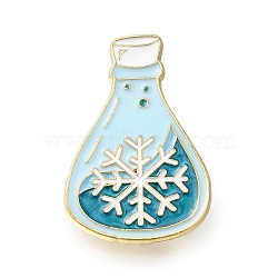 Four Seasons Vase Light Sky Blue Enamel Pins, Alloy Brooch for Clothes, Golden, Snowflake, 30.5x23.5mm(JEWB-Q002-09G-04)