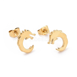 304 Stainless Steel Tiny Dragon Stud Earrings for Men Women, Golden, 10x8mm, Pin: 0.7mm(EJEW-G318-07G)