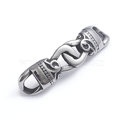Retro 304 Stainless Steel Links, Connecting Ring Shape, Antique Silver, 9x35x5mm, Hole: 4mm(STAS-L243-036AS)