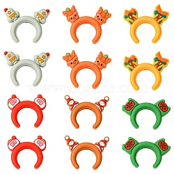 12Pcs 6 Styles Silicone Focal Beads, Christmas Hair Bands, Mixed Color, 22~29x29~36x9mm, Hole: 2mm, 2pcs/style(SIL-CJ0002-44)