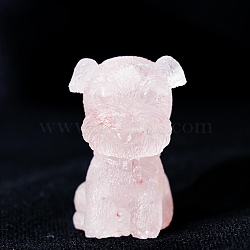 Resin Craft Display Decorations, with Natural Rose Quartz Chip, Schnauzer Dog Figurine, for Home Feng Shui Ornament, 42x26x28mm(DJEW-PW0021-33A)