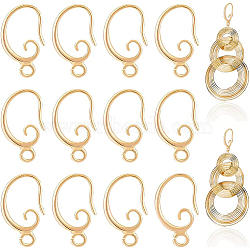 30Pcs Brass Earring Hooks, with Horizontal Loops, Nickel Free, Real 18K Gold Plated, 15.5x11x2mm, Hole: 1.5mm, 18 Gauge, Pin: 1mm(KK-BC0008-80)