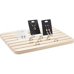 Wooden Display Stand, for Ring Earrings Necklace Bracelet Organizer, Rectangle, Blanched Almond, 33.5x23.4x1.65cm(ODIS-WH0025-64)