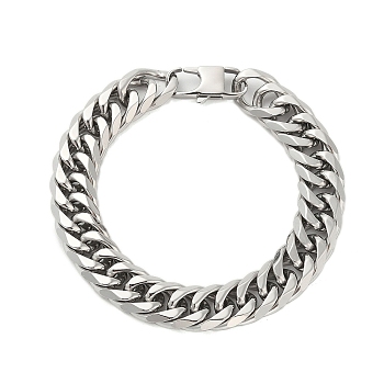 Non-Tarnish 304 Stainless Steel Cuban Link Chain Bracelets for Men, Stainless Steel Color, 9-1/2 inch(24cm)