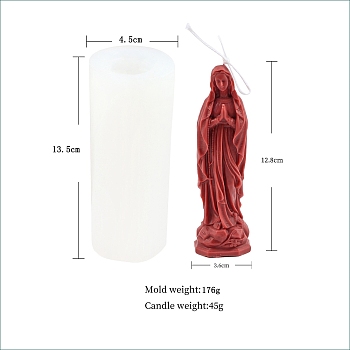 Virgin Mary DIY Silicone Candle Molds, Handmade Aromatherapy Silicone Mold, White, 13.5x4.5cm