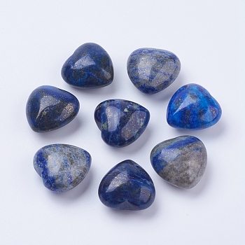 Natural Lapis Lazuli Heart Love Stones, Pocket Palm Stones for Reiki Balancing, 25~26x25~25.5x14~15mm