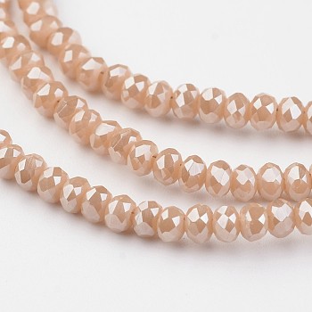 Electroplate Glass Beads Strands, Imitation Jade, Full Rainbow Plated, Faceted Rondelle, Navajo White, 3x2mm, Hole: 1mm, about 170pcs/strand, 15 inch