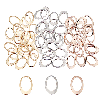 60 Pcs 3 Colors 304 Stainless Steel Linking Rings, Oval, Mixed Color, 18x12x0.5~1mm, Inner Size: 13x8mm, 20pcs/color