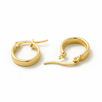 201 Stainless Steel Grooved Hoop Earrings with 304 Stainless Steel Pin for Women, Golden, 26x28x2mm, Pin: 0.6x1mm