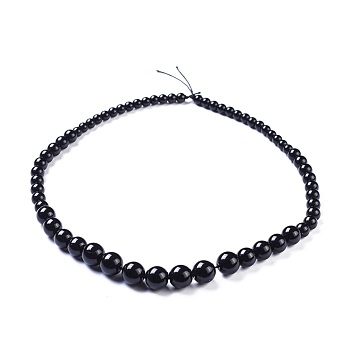 Natural Obsidian Graduated Beads Strands, Round, 6~12mm, Hole: 1.2mm, 63pcs/strand, 18.2 inch(46.3cm)