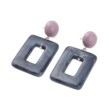 Alloy Plastic Studs Earrings for Women, Rectangle, 62x30mm