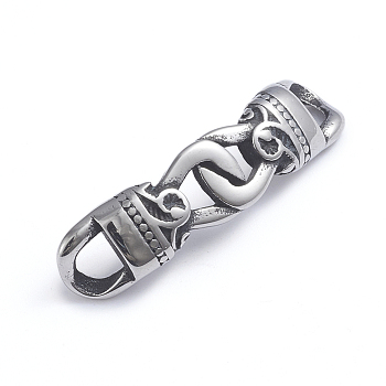 Retro 304 Stainless Steel Links, Connecting Ring Shape, Antique Silver, 9x35x5mm, Hole: 4mm