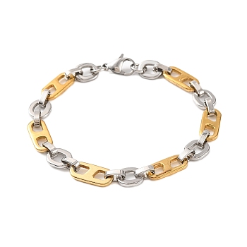 304 Stainless Steel Oval Link Chain Bracelets, with 201 Stainless Steeel Findings, Golden & Stainless Steel Color, 8-1/2 inch(21.5cm)