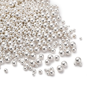 5 Bags Stainless Steel Micro Beads, Tiny Caviar Nail Beads, Nail Art Decoration Accessories, Round, Silver, 0.5~3mm, 20g/bag