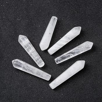 Natural Quartz Crystal Pointed Beads, Rock Crystal, No Hole/Undrilled, Bullet, Healing Stones, Reiki Energy Balancing Meditation Therapy Wand, 50x11x10mm