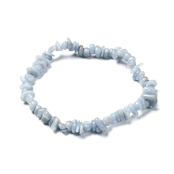 Natural Angelite Chips Beads Stretch Bracelets, Inner Diameter: 2-1/8 inch(5.5cm)