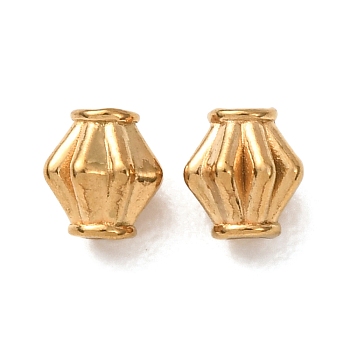 304 Stainless Steel Spacer Beads, Ion Plating(IP), Corrugated Bicone, Real 18K Gold Plated, 5x4.5mm, Hole: 1.4mm