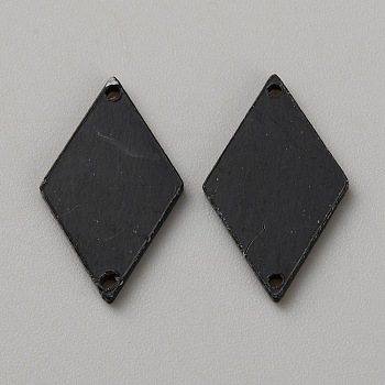 Rhombus Acrylic Mirror Sew on Rhinestones, Garments Accessories, 2-Hole Links, Black, 23.5x13.5x1.5mm, Hole: 1.2mm
