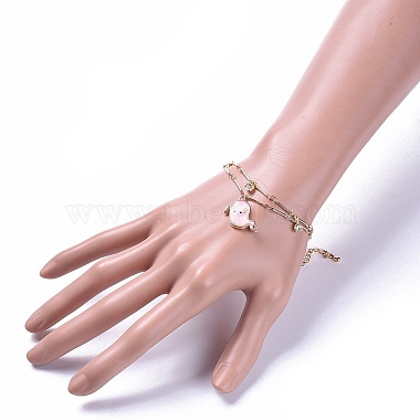 Brass Multi-strand Charm Bracelets(BJEW-JB04499-01)-5