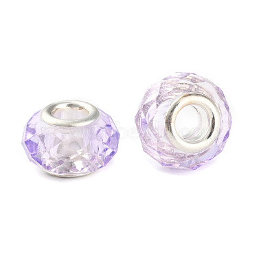 14mm Lavender Rondelle Glass + Brass Core Beads