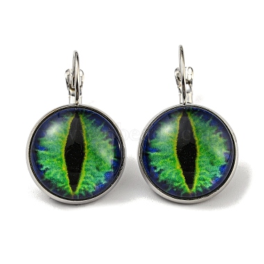 Lime Green Eye Glass Earrings