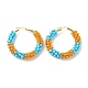 Porcelain Beaded Huggie Hoop Earrings for Women(X1-EJEW-C003-01D-RS)-1