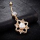 Brass Cubic Zirconia and Pearl Navel Ring(AJEW-EE0004-05)-1