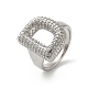 Letter Brass Micro Pave Clear Cubic Zirconia Open Cuff Ring for Women(RJEW-N046-03D-P)-1