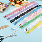 Garment Accessories, including Nylon Lace Zipper and Zinc Alloy Domestic Sewing Machine Presser Foot, Mixed Color, 34x2.4cm(FIND-LP0006-16)