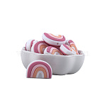 Rainbow Food Grade Eco-Friendly Silicone Beads, Pink, 17.5x25x18mm, Hole: 2mm(FIND-SZC0013-310)