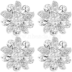 4Pcs 1-Hole Alloy Rhinestone Shank Buttons, Garment Accessories, Flower, Crystal, 30x29.5x11.5mm, Hole: 2.5mm(BUTT-GF0003-73)