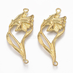 Brass Links connectors, Nickel Free, Flower, Raw(Unplated), 36x16x3mm, Hole: 1.5mm(KK-S349-105-NF)