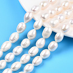 Natural Cultured Freshwater Pearl Beads Strands, Rice, Creamy White, 12.5~18.5x9.5~11.5mm, Hole: 0.8mm, about 23~26pcs/strand, 14.80 inch~15.39 inch(37.6~39.1cm)(PEAR-N012-10B)