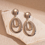 Alloy Dangle Stud Earrings, Hollow Teardrop, Platinum, 72x35mm(FS-WG44C9E-02)