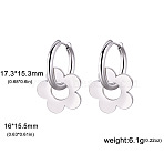 304 Stainless Steel Hoop Earrings, Stainless Steel Color, Flower, 33.3x15.5mm(FS-WG6A0FB-13)