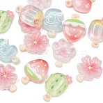 Printed Transparent Resin Imitation Food Cabochons, Ice Lolly, with Glitter Powder, Mixed Color, 23~27x16~20x5~9mm(RE-CBA8643-04)