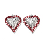 304 Stainless Steel Rhinestone Pendants, Heart Charms, Stainless Steel Color, 20x17x4mm, Hole: 2mm(RB-CBA7A56-01A-P)