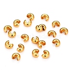 Brass Crimp Bead Covers, Nickel Free, Long-Lasting Plated, Round, Real 18K Gold Plated, 4.5mm, Hole: 1.8mm(KK-I681-13A)