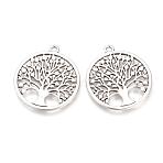 Tibetan Style Alloy Pendants, Cadmium Free & Lead Free, Flat Round with Tree of Life, Antique Silver, 38x34x2mm, Hole: 2mm, about 120pcs/1000g(TIBE-Q070-161AS-RS)
