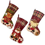 3Pcs 3 Style Christmas Socks Gift Bags, for Christmas Decorations, Colorful, 470x290x33mm, 1pc/style(HJEW-SZ0001-10)
