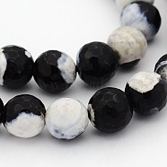 Natural Weathered Agate Faceted Round Beads Strands, Dyed, Grade A, Black, 10mm, Hole: 1mm, about 37pcs/strand, 15 inch(G-A134-02E-10mm)